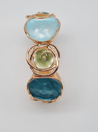 Amorino Armband, elastisch Anthrazitgrau Petro Grün Emaille nickelfrei kombinierbar geschenk