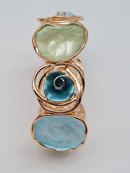 Amorino Armband, elastisch Anthrazitgrau Petro Grün Emaille nickelfrei kombinierbar geschenk