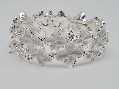 Amorino Armband, elastisch Weiß Silberfarben Emaille nickelfrei kombinierbar geschenk Hochezeit