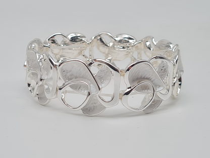 Amorino Armband, elastisch Weiß Pastel Emaille nickelfrei kombinierbar geschenk Blätter natur