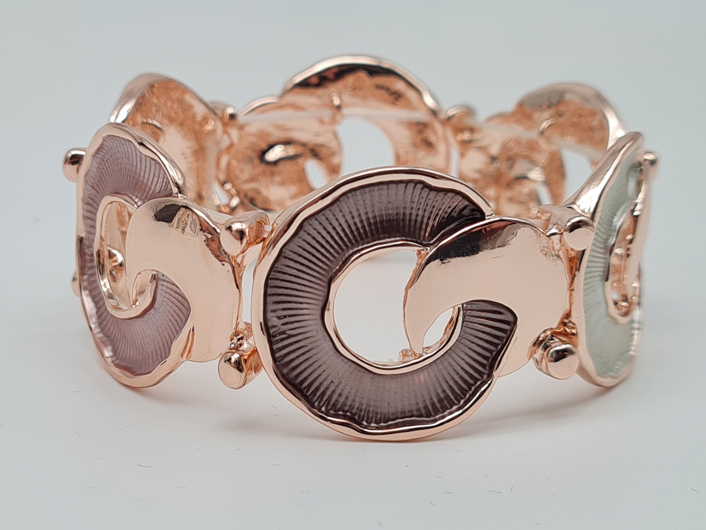 Amorino Armband, elastisch Roségold Lila Kaffee Emaille nickelfrei kombinierbar geschenk