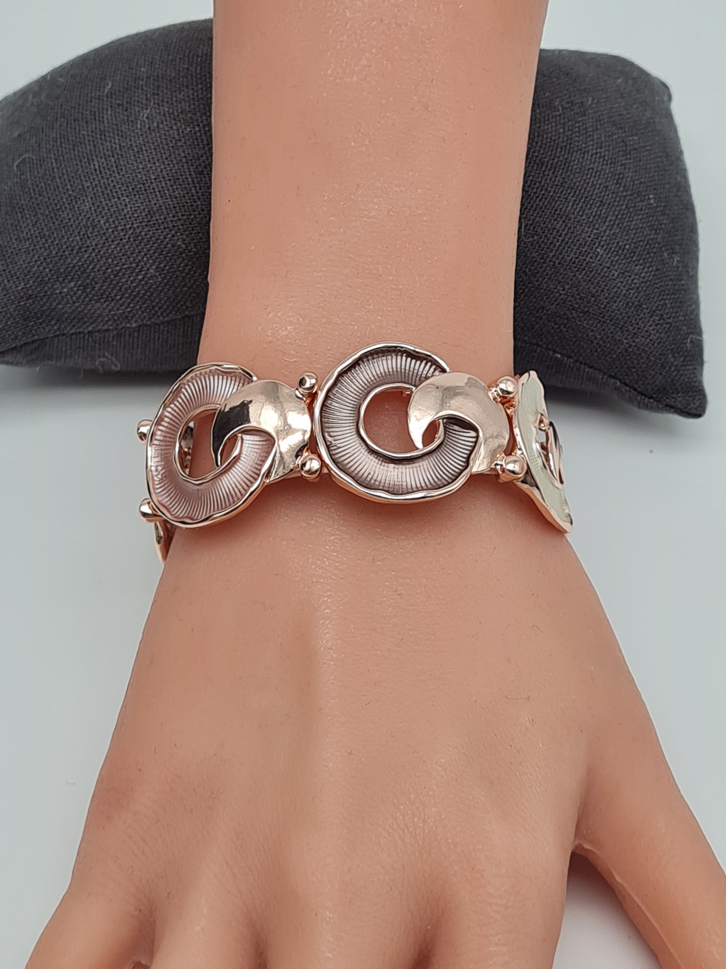 Amorino Armband, elastisch Roségold Lila Kaffee Emaille nickelfrei kombinierbar geschenk