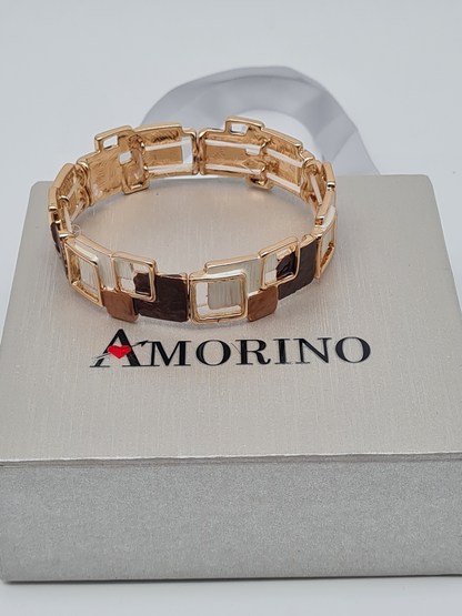 Amorino Armband, elastisch Lila Kaffee Emaille nickelfrei kombinierbar geschenk