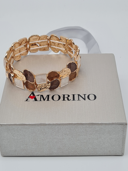 Amorino Armband, elastisch Lila Kaffee Emaille nickelfrei kombinierbar geschenk