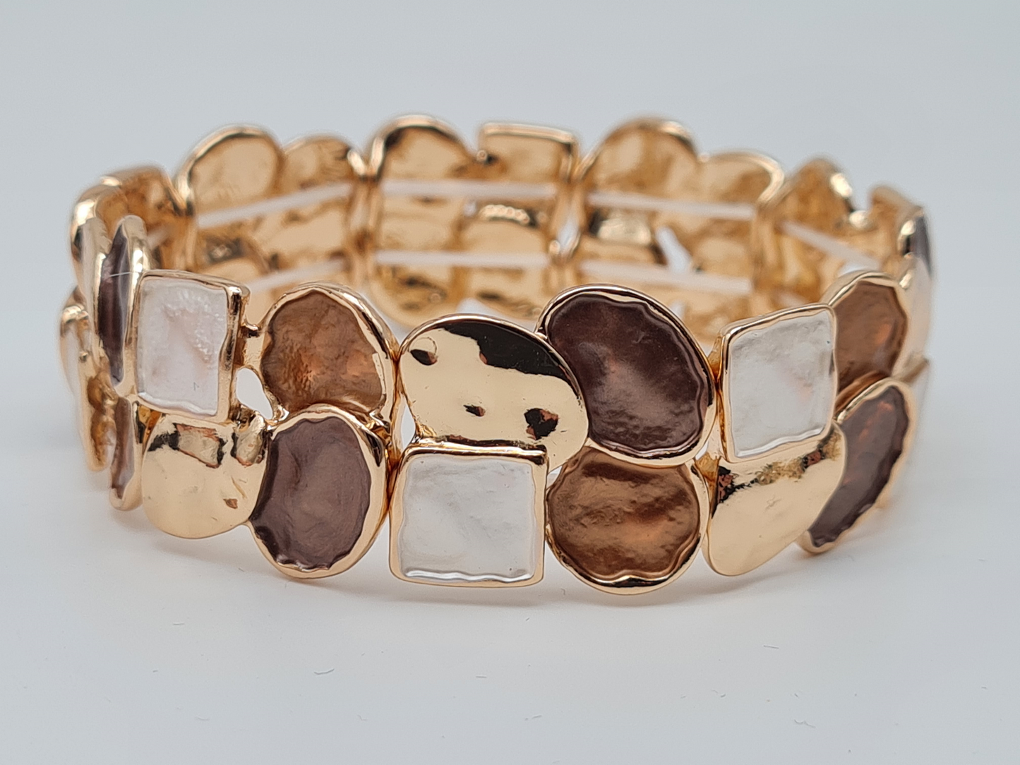 Amorino Armband, elastisch Lila Kaffee Emaille nickelfrei kombinierbar geschenk