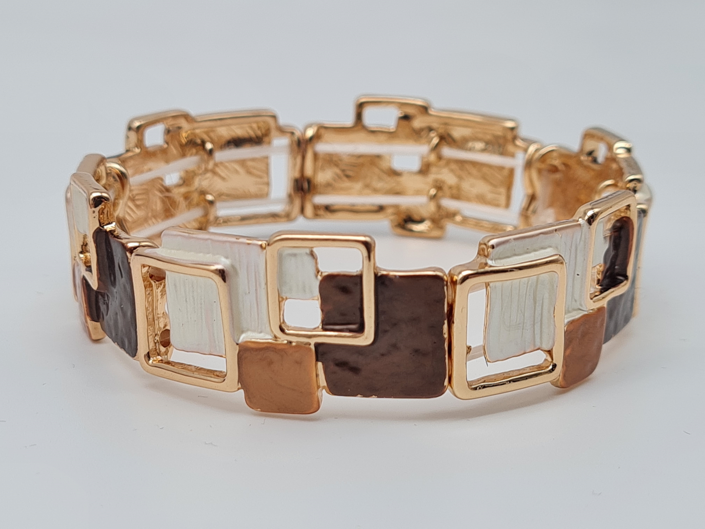 Amorino Armband, elastisch Lila Kaffee Emaille nickelfrei kombinierbar geschenk