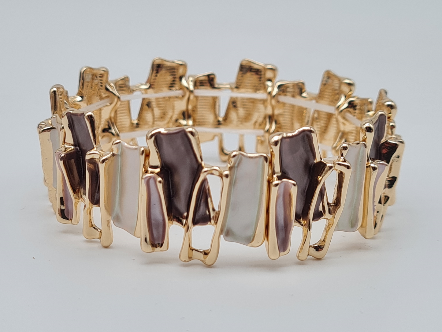 Amorino Armband, elastisch Lila Kaffee Emaille nickelfrei kombinierbar geschenk Blau eisblau