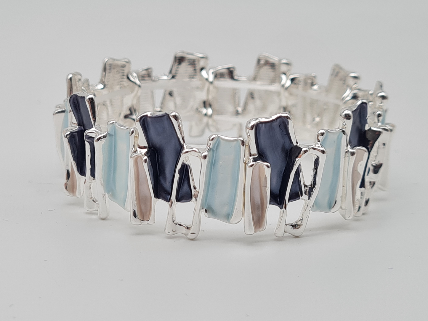 Amorino Armband, elastisch Lila Kaffee Emaille nickelfrei kombinierbar geschenk Blau eisblau