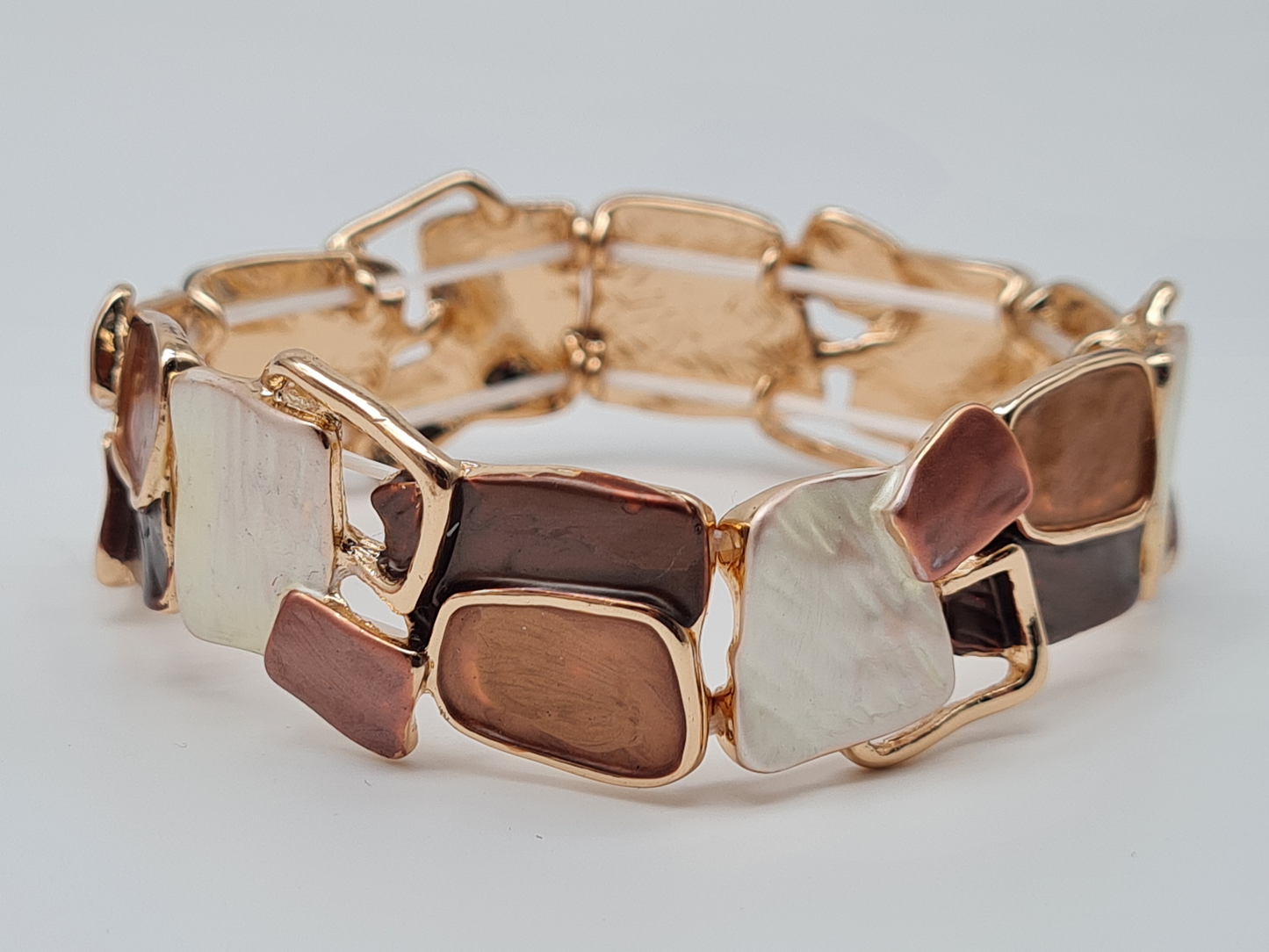 Amorino Armband, elastisch Lila Kaffee Emaille nickelfrei kombinierbar geschenk blau Braun schwarz