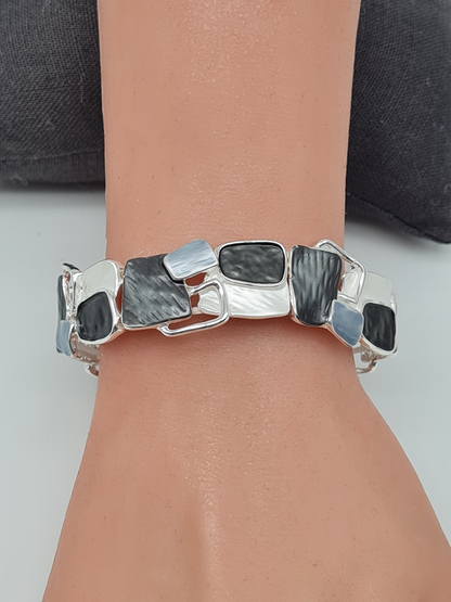 Amorino Armband, elastisch Lila Kaffee Emaille nickelfrei kombinierbar geschenk blau Braun schwarz