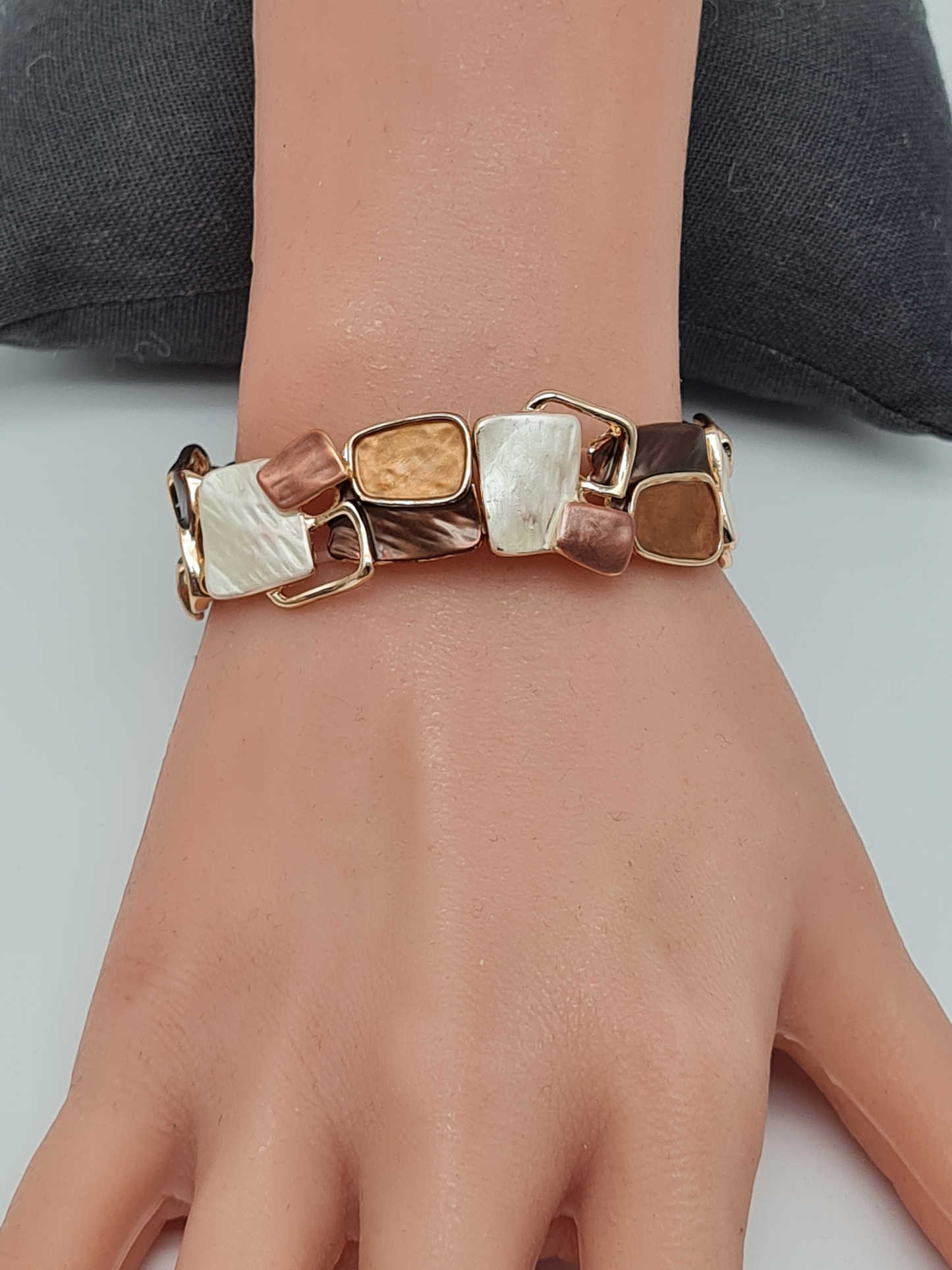 Amorino Armband, elastisch Lila Kaffee Emaille nickelfrei kombinierbar geschenk blau Braun schwarz