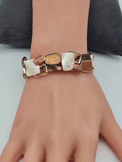 Amorino Armband, elastisch Lila Kaffee Emaille nickelfrei kombinierbar geschenk blau Braun schwarz