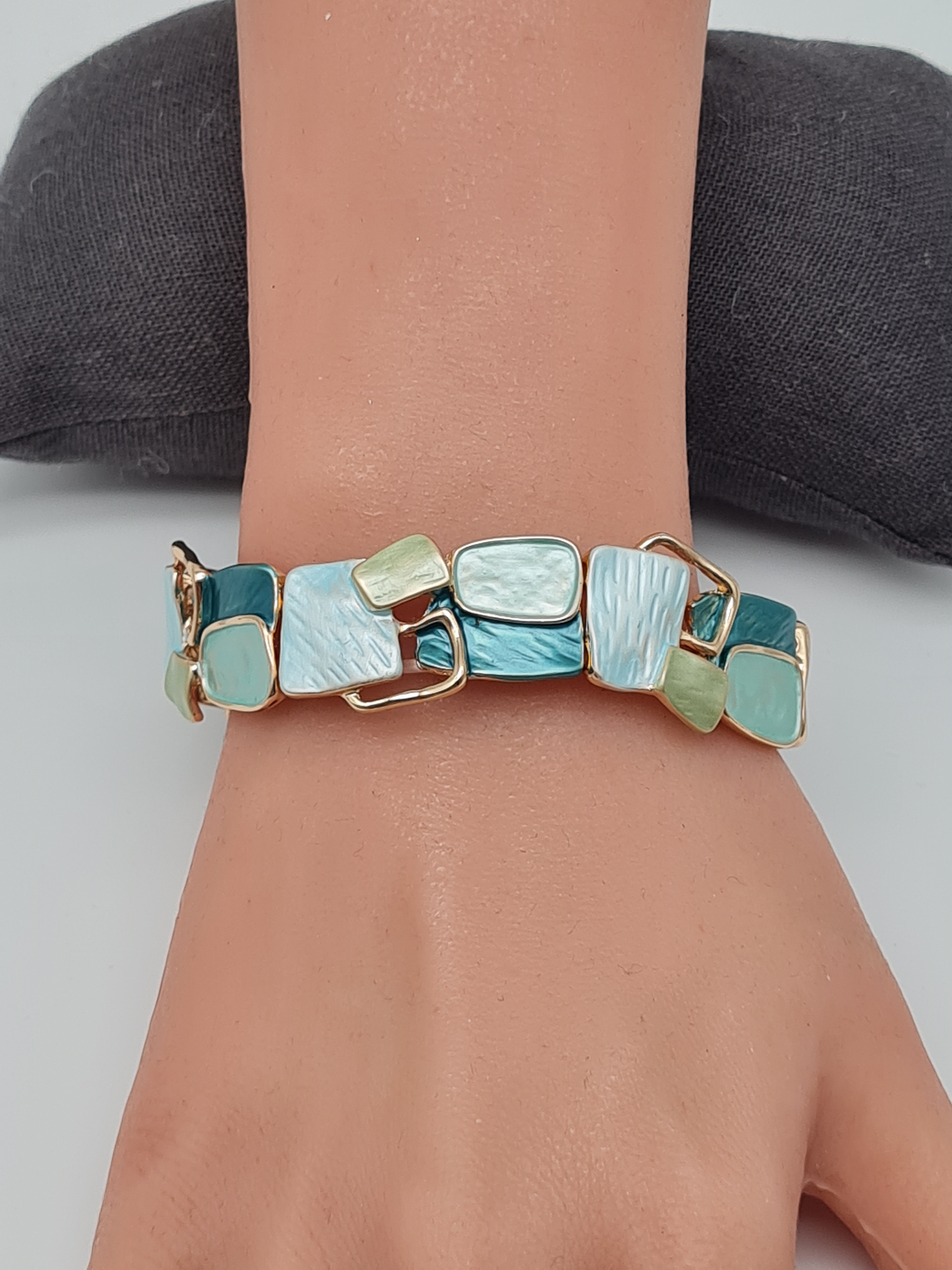 Amorino Armband, elastisch Lila Kaffee Emaille nickelfrei kombinierbar geschenk blau Braun schwarz