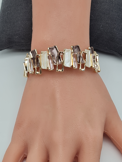 Amorino Armband, elastisch Lila Kaffee Emaille nickelfrei kombinierbar geschenk Blau eisblau