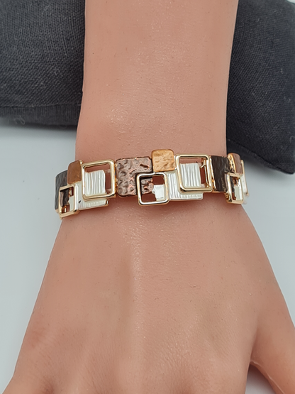 Amorino Armband, elastisch Lila Kaffee Emaille nickelfrei kombinierbar geschenk