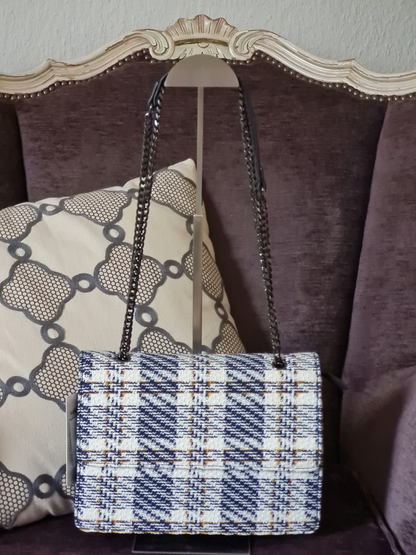 Tasche Handtasche Umhängetasche Ines Delaure Tweed elegant stilvoll trend