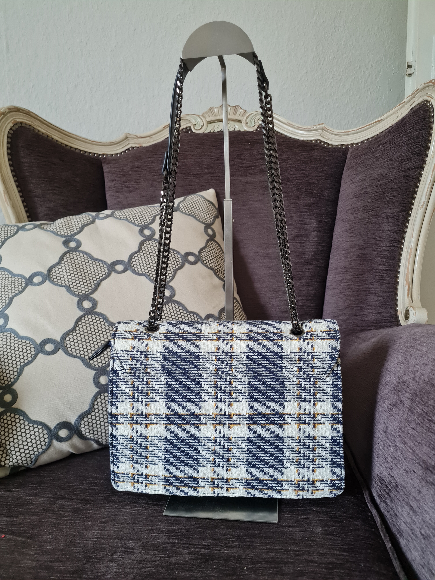 Tasche Handtasche Umhängetasche Ines Delaure Tweed elegant stilvoll trend