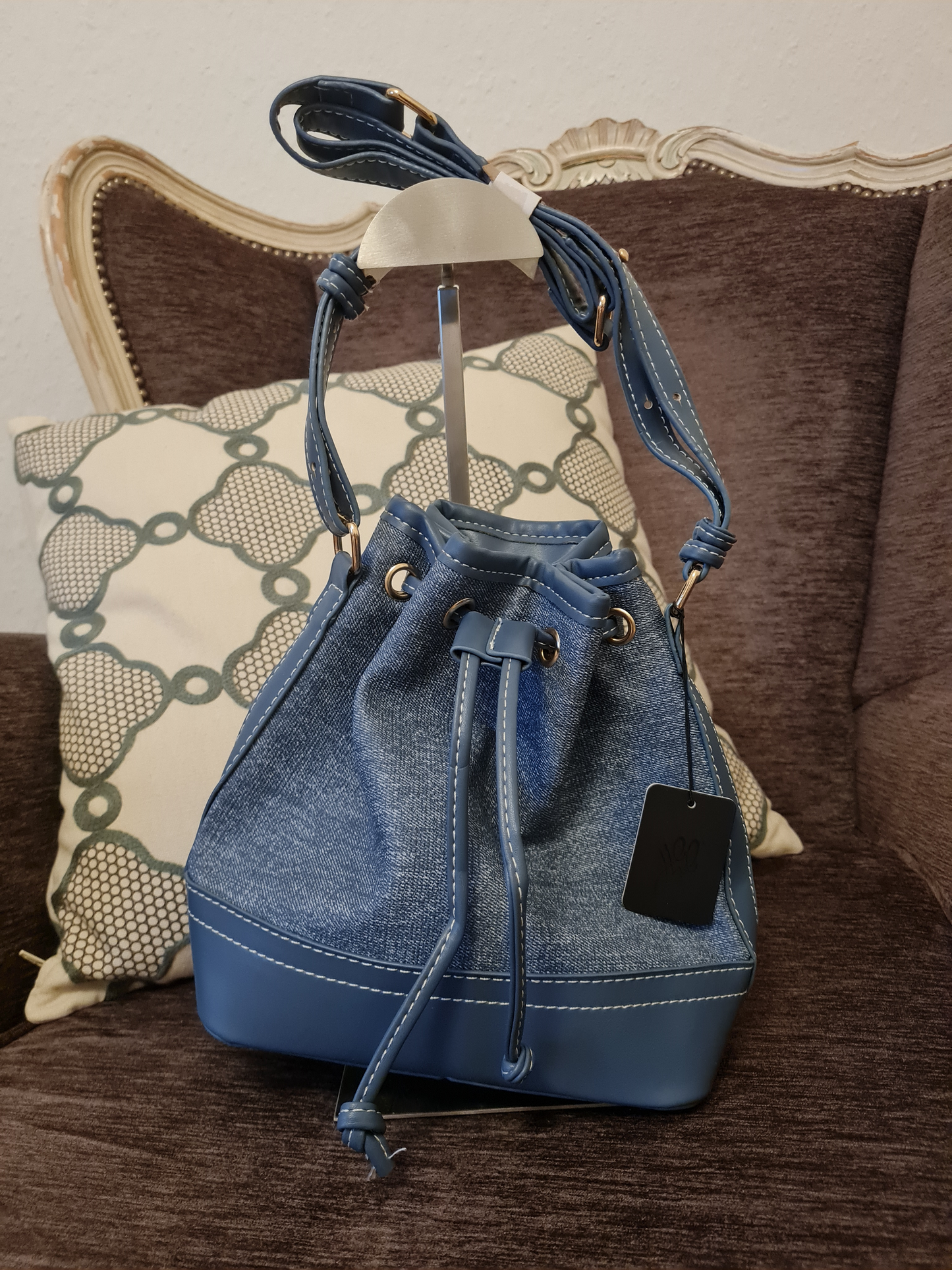 Yehwang Beuteltasche Denim Dunkelblau Jeans Blau Denim streetwear