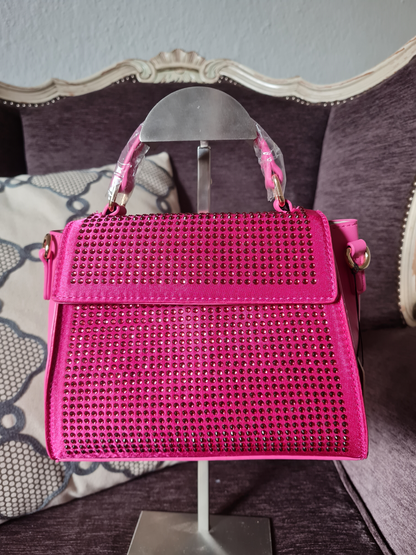 Yehwang Handtasche mit Strass in Fuchsia umhängetasche Pink wasser stilvoll
