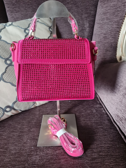 Yehwang Handtasche mit Strass in Fuchsia umhängetasche Pink wasser stilvoll