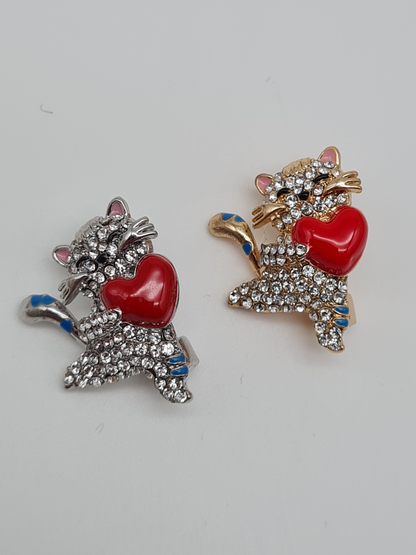 Brosche liebe Katzen herz gold silber nickelfrei freundschaft romantik