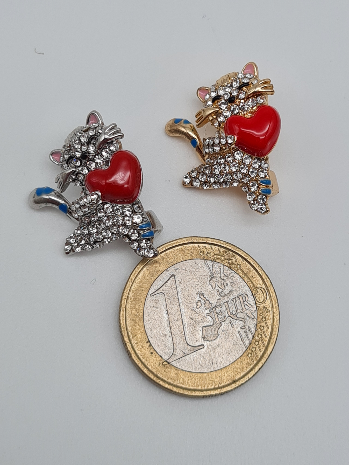 Brosche liebe Katzen herz gold silber nickelfrei freundschaft romantik