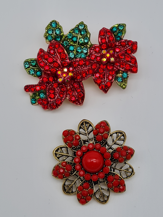 Brosche modeschmuck Stern Weihnachtsstern Roter blume christrose