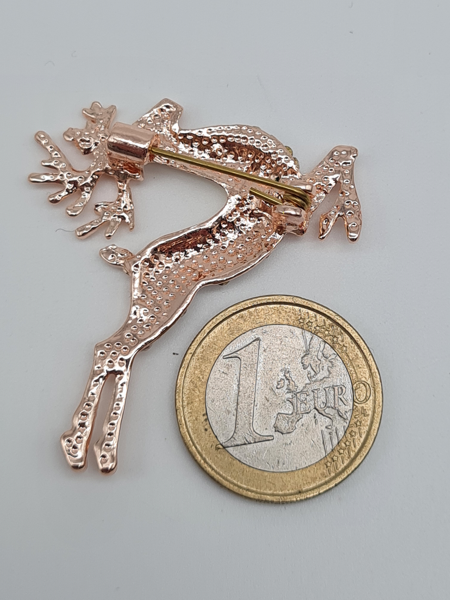 Brosche Reh rentier hirsch wald tiere anstecknadel jagd märchen braun rosa