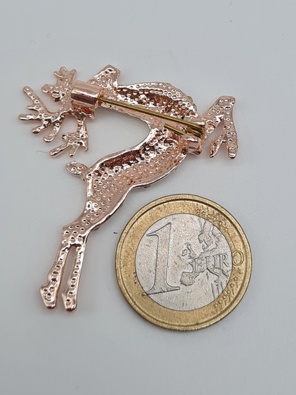 Brosche Reh rentier hirsch wald tiere anstecknadel jagd märchen braun rosa