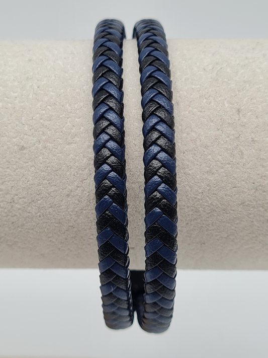 Yehwang Armband, Herrenarmband Schwarz geflochten mit Blau doppelarmband nickelfrei