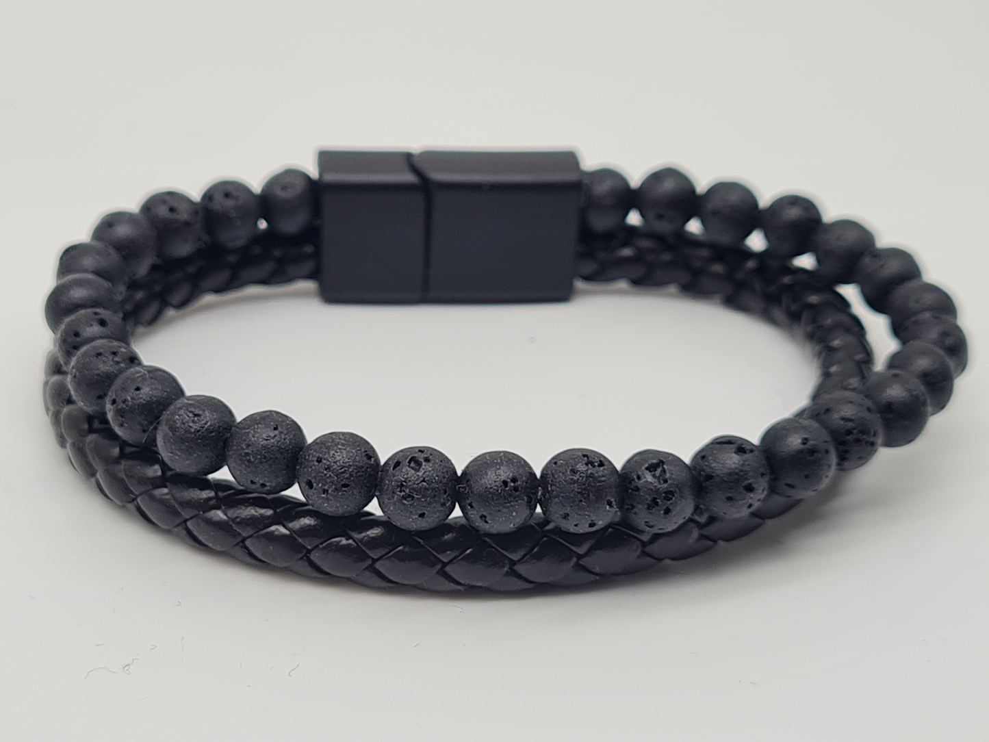 Armband Herrenarmband  doppelarmband Schwarz geflochten Kunstleder nickelfrei