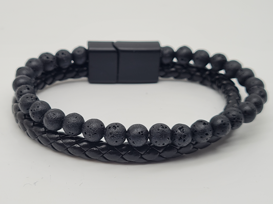 Yehwang Armband, Herrenarmband  doppelarmband Schwanrz geflochten kunstleder nickelfrei