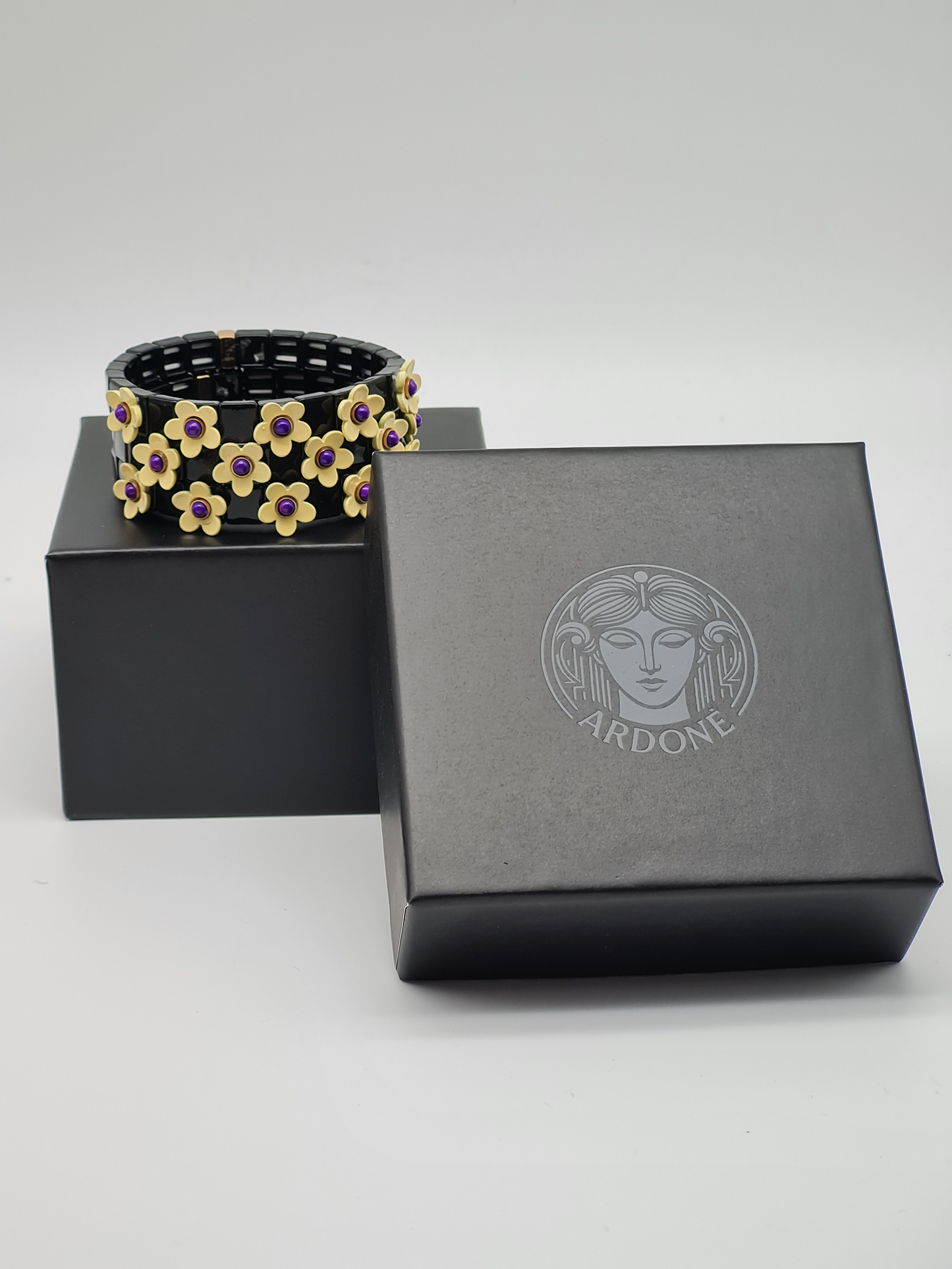 Ardoné Armband Nickelfrei 3er set stretch elastisch schwarz daisy blumen froh glück geschenk