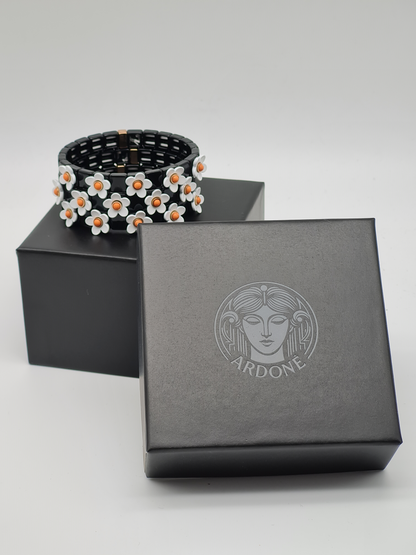 Ardoné Armband Nickelfrei 3er set stretch elastisch schwarz daisy blumen froh glück geschenk