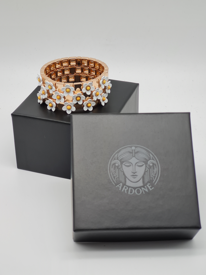 Ardoné Armband Nickelfrei 3er set stretch elastisch schwarz daisy blumen froh glück geschenk