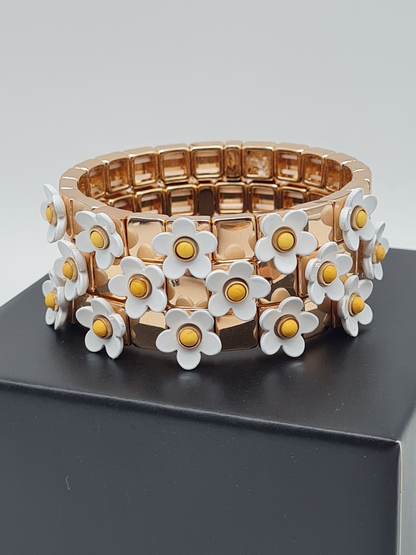 Ardoné Armband Nickelfrei 3er set stretch elastisch schwarz daisy blumen froh glück geschenk