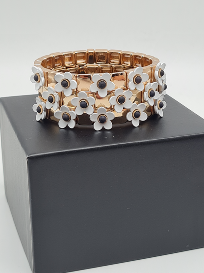 Ardoné Armband Nickelfrei 3er set stretch elastisch schwarz daisy blumen froh glück geschenk