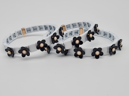 Ardoné Armband Nickelfrei 3er set stretch elastisch schwarz daisy blumen froh glück geschenk