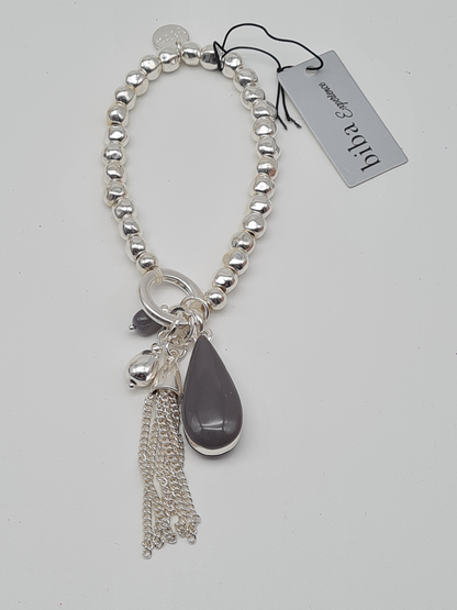 Biba Armband Silberfarben grau nickelfrei stretch elastisch anhänger