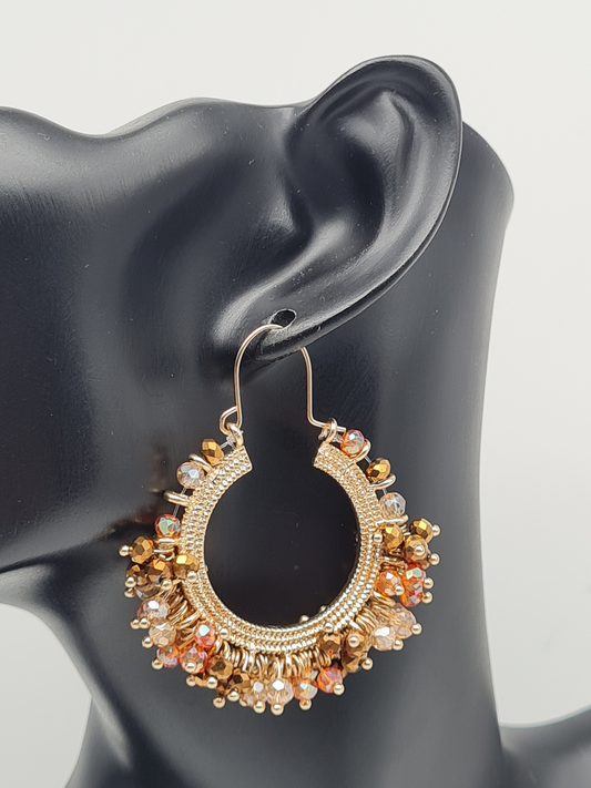 Biba Creolen orange braun crystal boho goldfarben nickelfrei