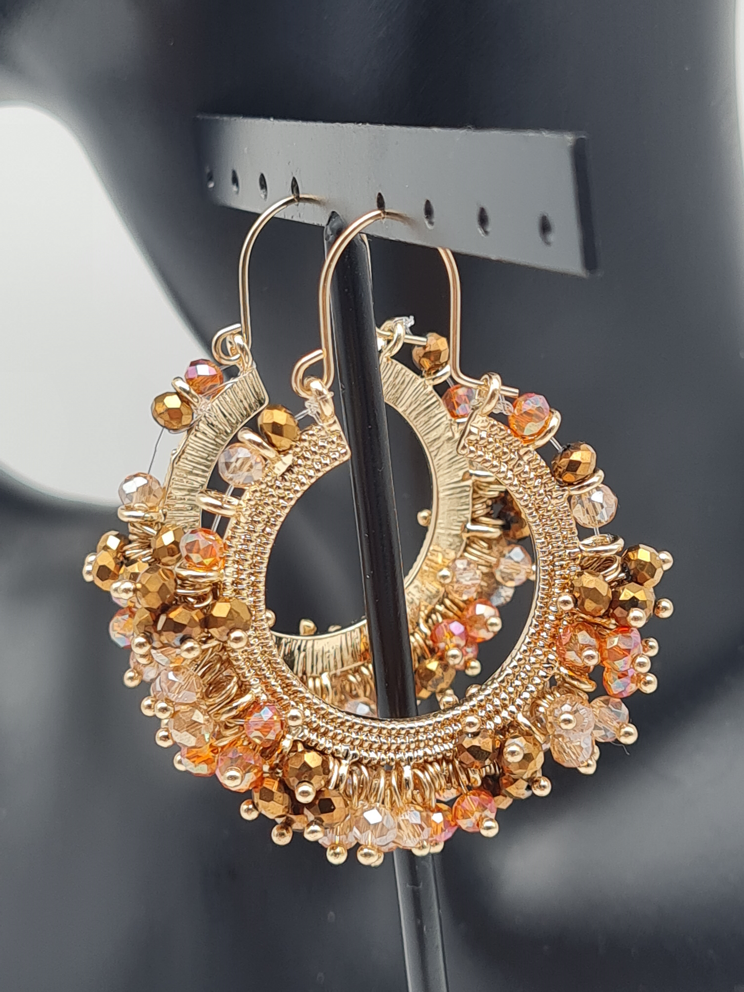 Biba Creolen orange braun crystal boho goldfarben nickelfrei