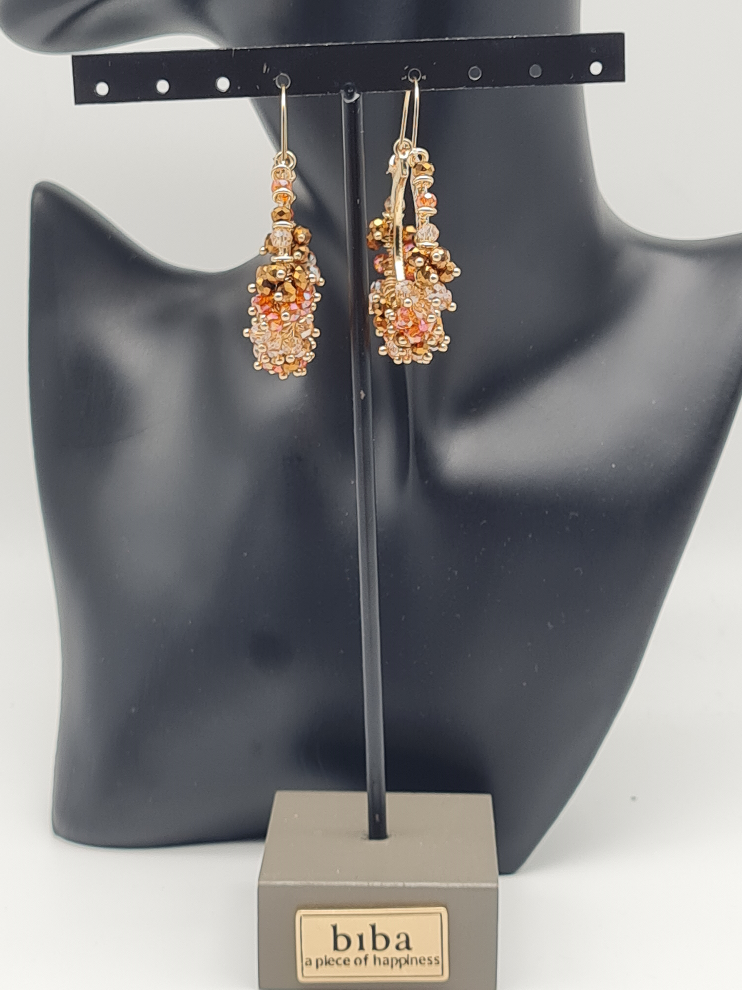 Biba Creolen orange braun crystal boho goldfarben nickelfrei