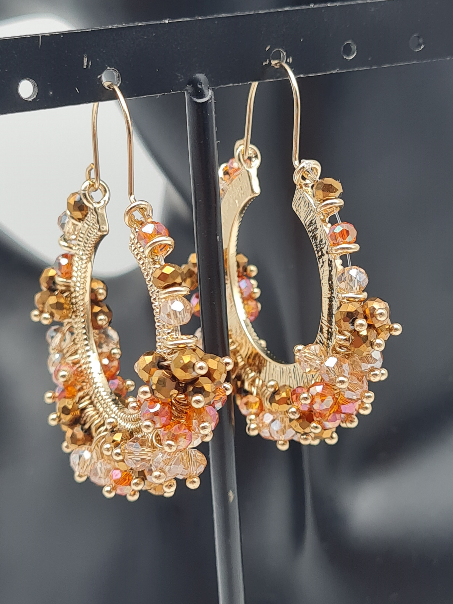 Biba Creolen orange braun crystal boho goldfarben nickelfrei