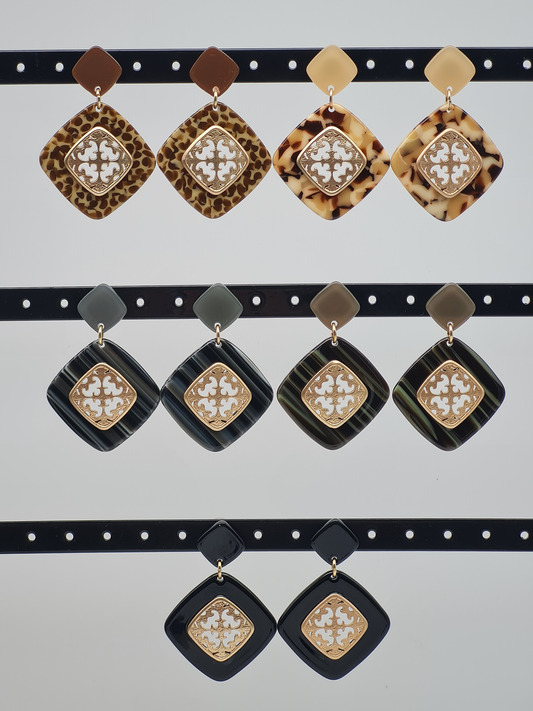 Biba Ohrringe Ohrhänger muster schwarz goldfarben nickelfrei tiger leoparden