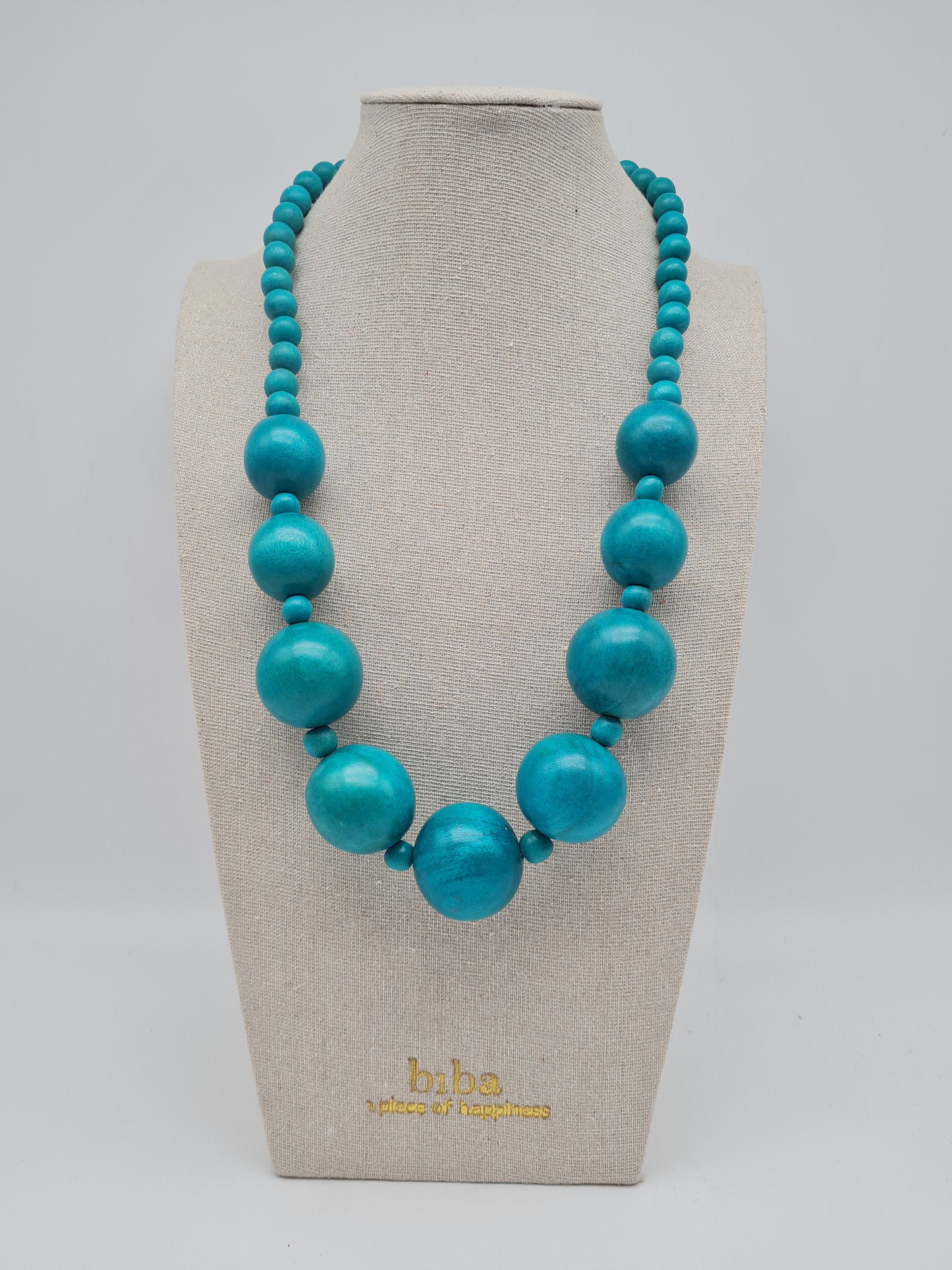 Biba Halskette holz türkis kralen nickelfrei natur boho stil