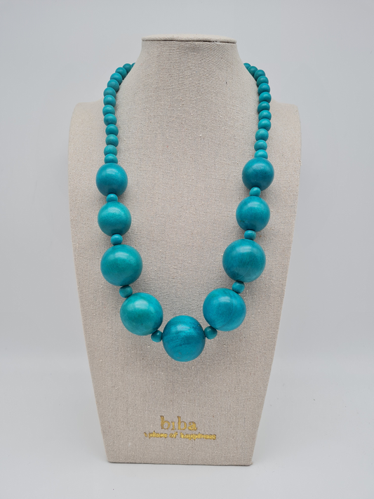 Biba Halskette holz türkis kralen nickelfrei natur boho stil