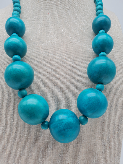 Biba Halskette holz türkis kralen nickelfrei natur boho stil