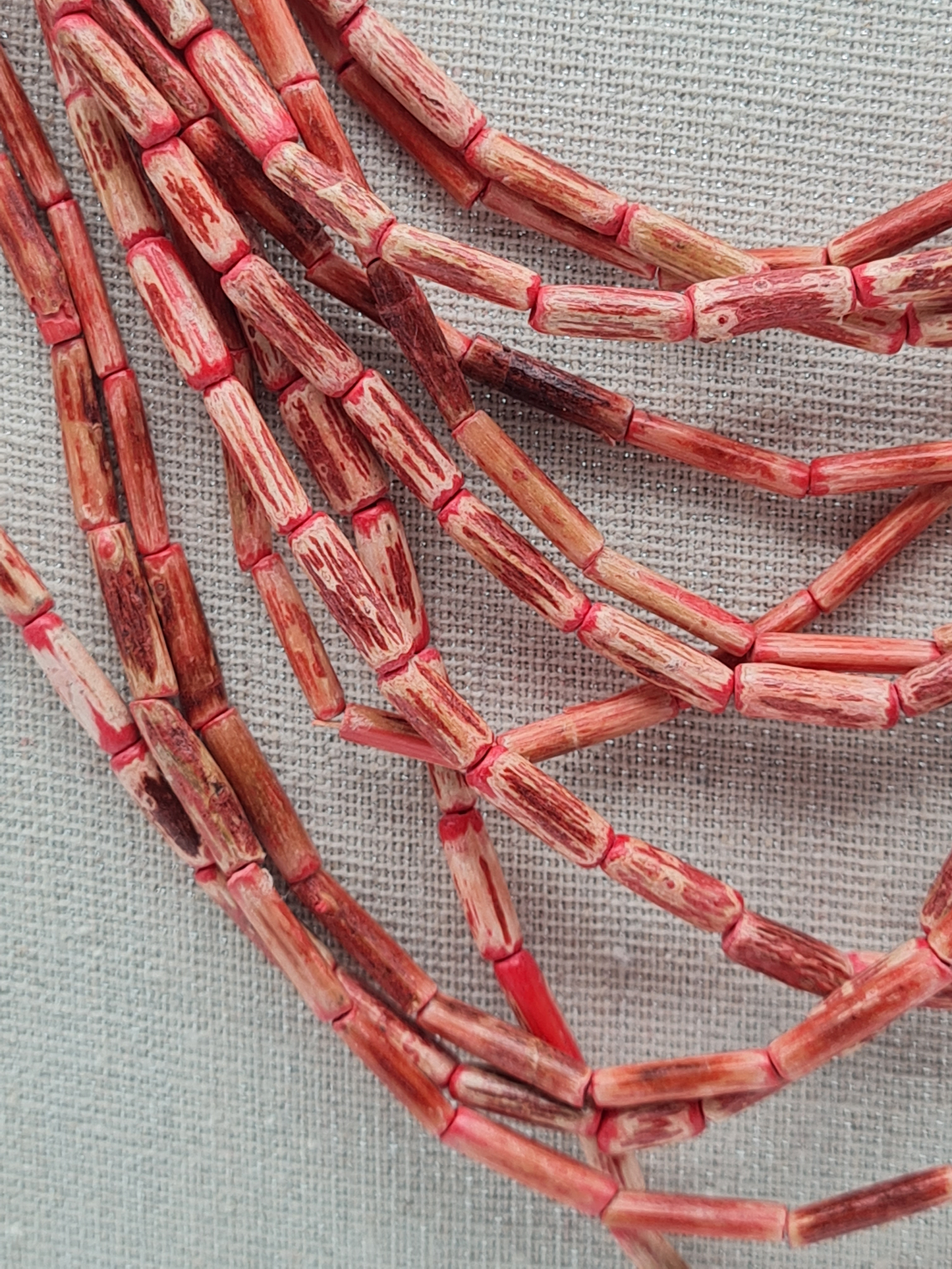 Biba Halskette holz Rot Orange Koralle mehrfachkette holz harz 60 cm Statement