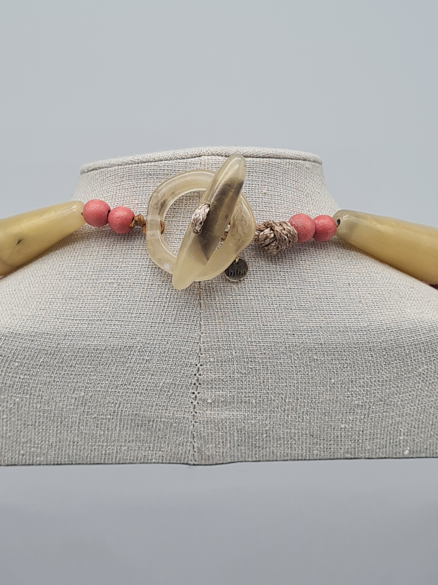 Biba Halskette holz Rot Orange Koralle mehrfachkette holz harz 60 cm Statement