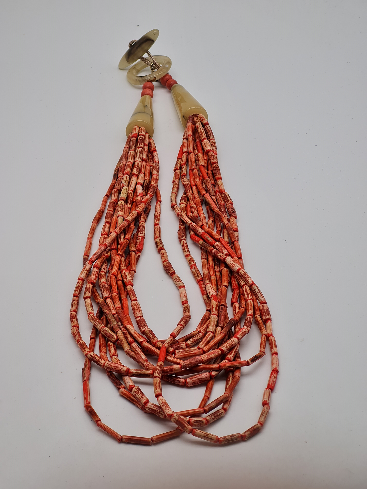 Biba Halskette holz Rot Orange Koralle mehrfachkette holz harz 60 cm Statement